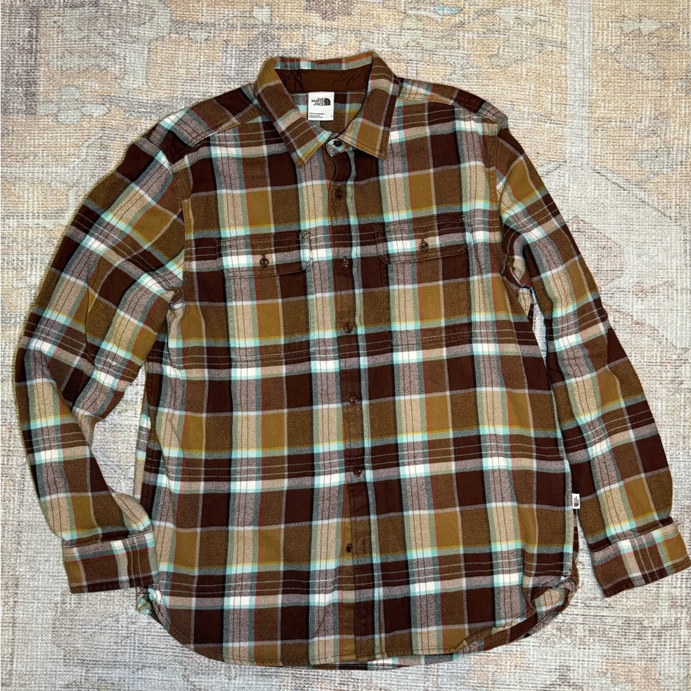 The North Face Men's Green and Brown Arroyo Flannel‎ Plaid Shirt
